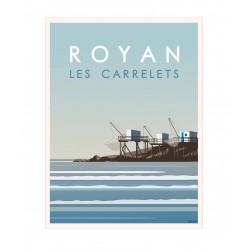 Affiche stylisée des carrelets longeant la côte de Royan