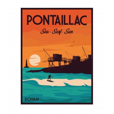 Affiche stylisée de la plage de Pontaillac à Royan