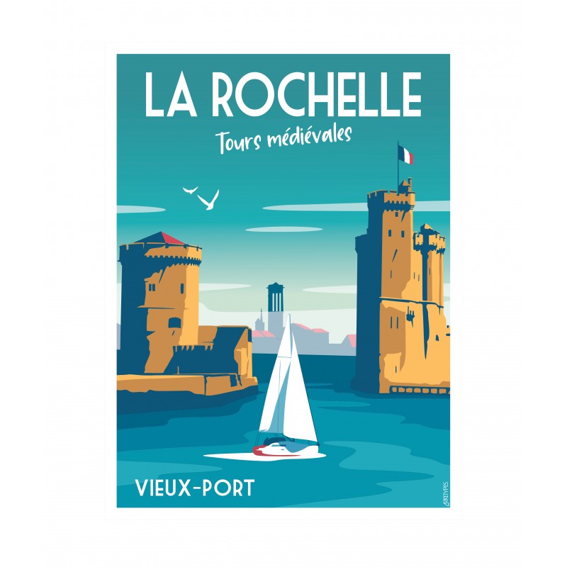 Affiche vintage du port de La Rochelle