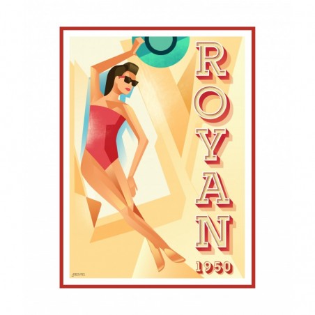Affiche d'une femme prenant un bain de soleil à Royan