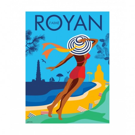 Affiche d'une femme prenant un bain de soleil à Royan