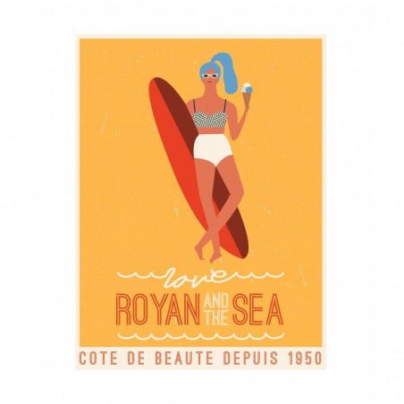 Affiche d'une femme prenant un bain de soleil à Royan