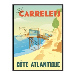 Affiche stylisée des carrelets longeant la côte atlantique.